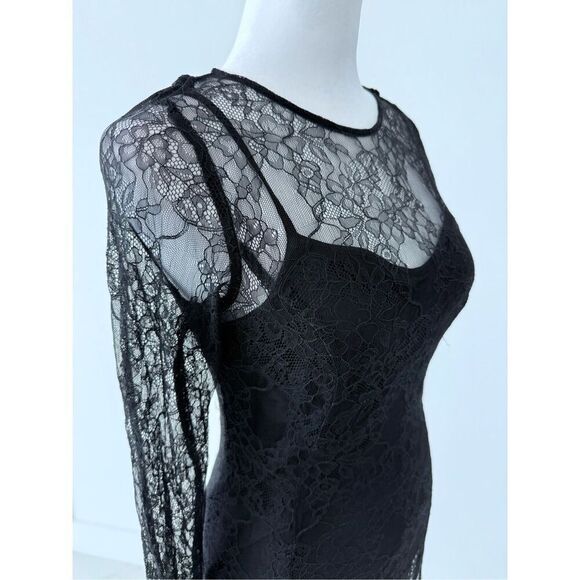Zara Lace Overlay Maxi Dress Sz XS - Picture 5 of 10